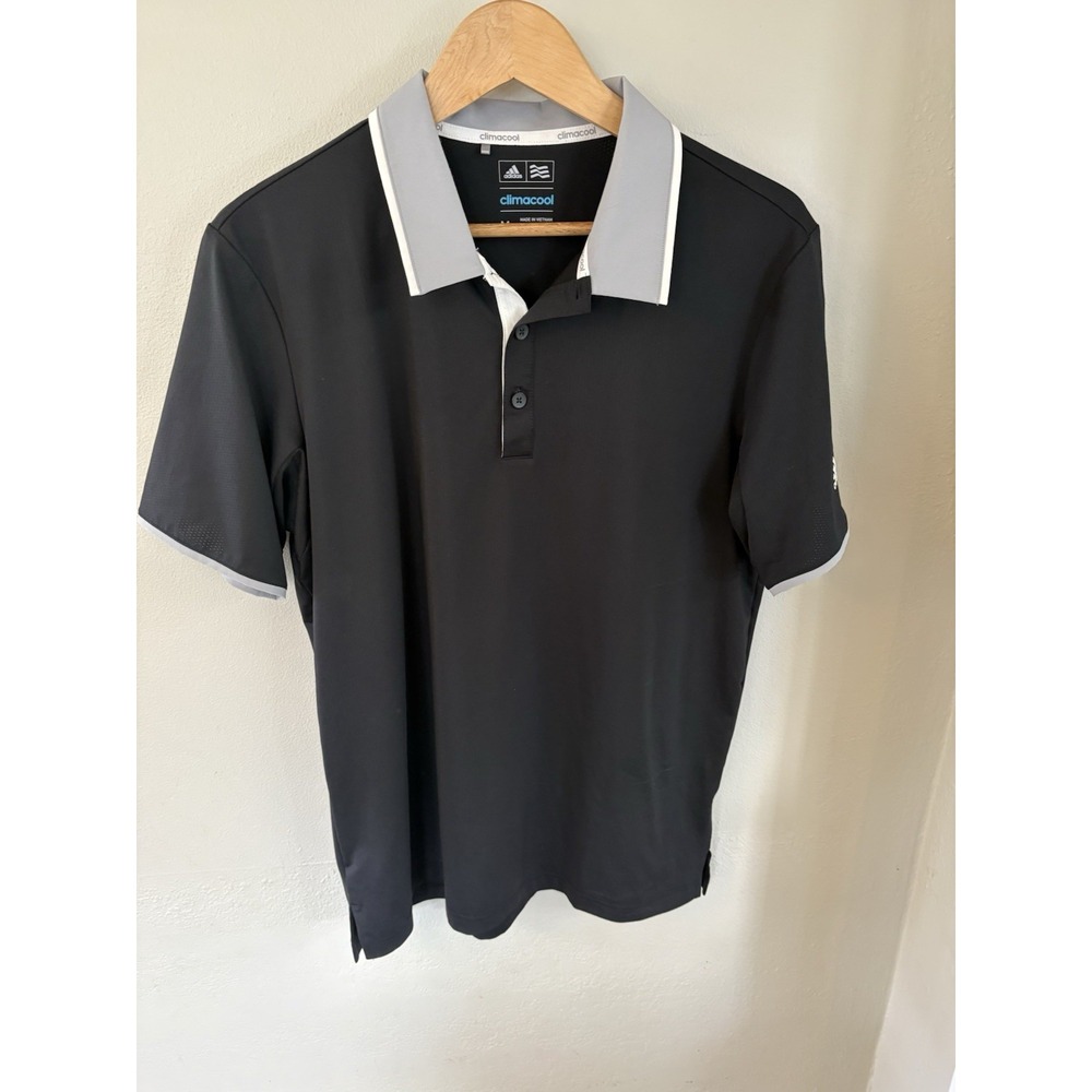 Adidas ClimaCool Polo Golf Collared Shirt M Black & Gray